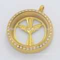 Wholesale 22mm gold alloy dubai jewelry angle wing floating charms ladies locket window plates for sale